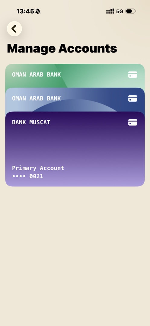 Bank accounts in light mode